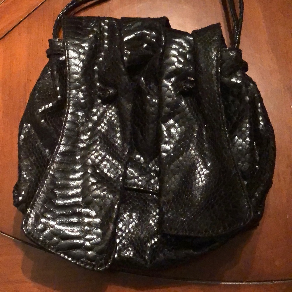 Vintage Carlos Falchi Snake Blk Patent Crossbody